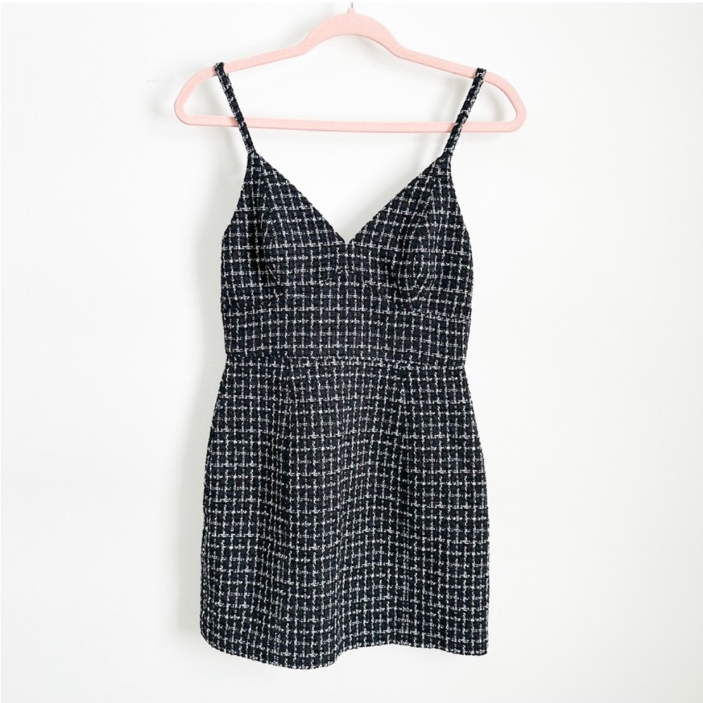 Abercrombie & Fitch Black White Tweed Mini Dress sz XS Petite LIKE NEW